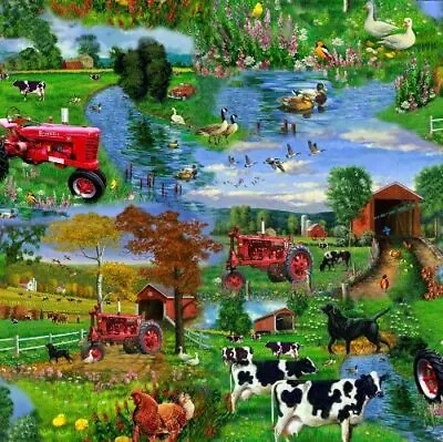 Farmall Cotton Fabric-Farmall Cotton Quilting Fabric By The Yard-Scenic Tractor • $16.49