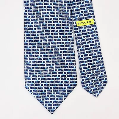 BVLGARI BULGARI TIE Brick In Blue 7 Fold  Silk Necktie • $29.99