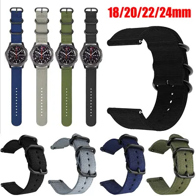 Nylon Watch Band Men Military Canvas Quick Release Two-Piece Strap 18/22/20/24mm • £5.59
