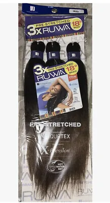 $12 • Buy 3X RUWA 18  Braid Sensationnel X-Pression Pre-Stretched Braiding Hair 1b/30