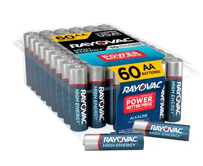 Rayovac High Energy AA Batteries Double A Alkaline Power Performance (60-Pack) • $21.49