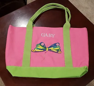 Pottery Barn Kids Pink Eric Carle Butterfly Canvas Tote Name  Gaby  New • £19.28