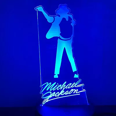 KING OF POP MICHAEL JACKSON MUSIC 3D Acrylic LED 7 Colour Night Light Touch Lamp • $22.83