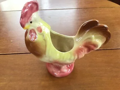  SMALL ROOSTER PLANTER Vintage5 1/2” X 5 1/2” Excellent Condition Pinkyellowbr • $10