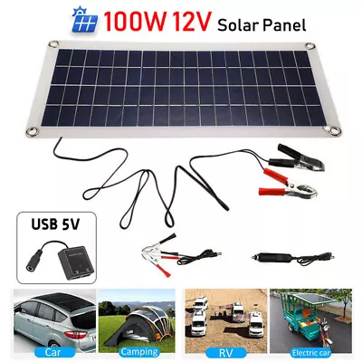 100W 12V Solar Panel Kit Trickle Battery Charger For Car Van Caravan Boat • £16.14