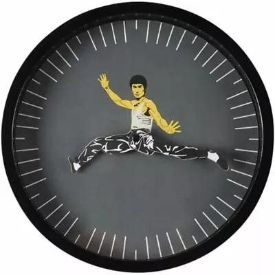 Fashion Creative Black Round Clock Bruce Lee Chinese Kung Fu Wall Clock • $31.45