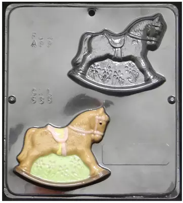 NEW Candy Mold Baby Large ROCKING HORSE Chocolate Plaster Clay Fondant 2 Cavity • £2.40