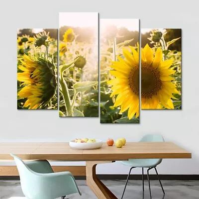  Sunflower Flower Canvas  Painting Prints 4 Piece  Modular   • $30.44
