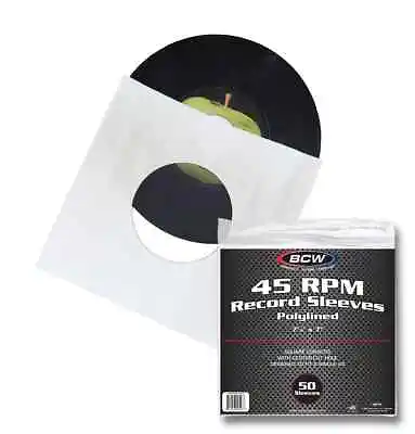 Pack Of 50 BCW Polylined Paper 45RPM Record Single Inner Sleeves Poly Lined • $18.99