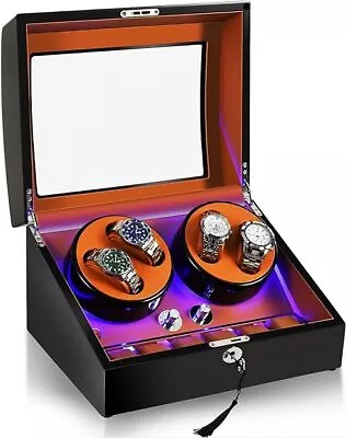 4+6 Automatic Watch Winder Display Watch Box Storages Case With Blue LED Light  • $129.99