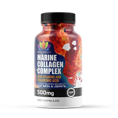 Hydrolysed Marine Collagen Complex Capsules Hair Skin Nails & Joints Tablets • £6.29