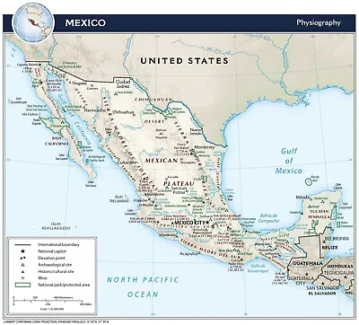 2018 CIA Physiography Map Of Mexico Wall Art Poster Print History • $13.95