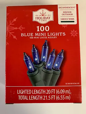 $9.99 • Buy Holiday Time 100 Blue Mini Lights Green Wire Set String Christmas Decor