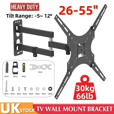 Full Motion TV Wall Mount Bracket Swivel Tilt 26 30 32 40 42 50 55 Inch LED LCD • £10.78
