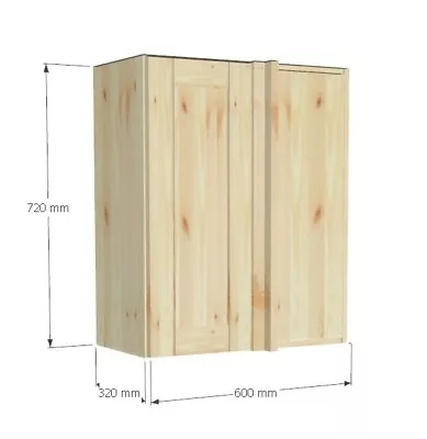 £199 • Buy Solid Pine Wood Kitchen Wall Unit 600mm Wide Corner Return Left Hand Door