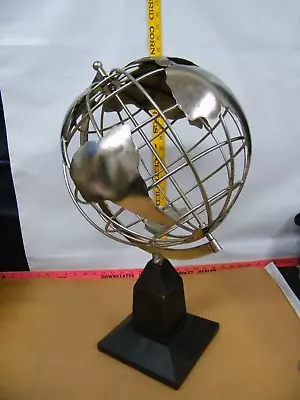 Vintage Metal Earth Globe On Wooden Stand Steampunk • $250