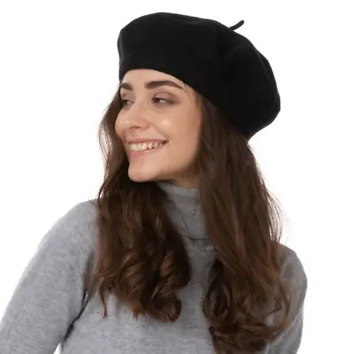 £4.99 • Buy Black Beret Hat Cotton Fashion Accessory Ladies French Beret Hat