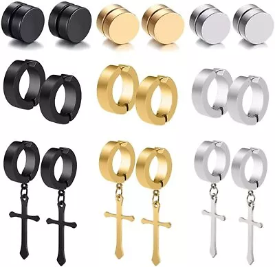 3Pair Non-piercing Magnetic Earrings For Men Women Clip On Dangle Fake Ear Set • $8.45