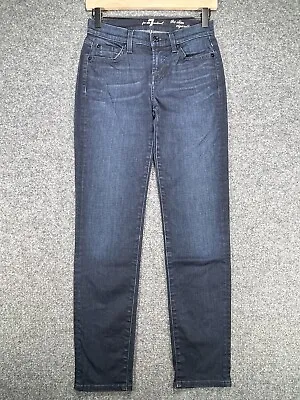 7 For All Mankind The Slim Cigarette Womens 25 Stretch Dark Wash Mid Rise Jeans • $19.99