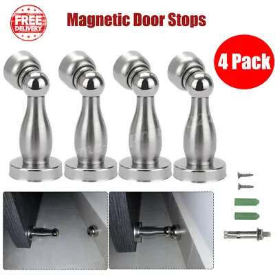 £8.99 • Buy 4 PACK Magnetic Door Stop Stopper Stainless Door Holder For Wall & Floor Mounted