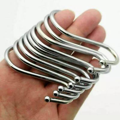 10PCS Stainless Steel S Hooks Kitchen Meat Pan Utensil Clothes Hanger Hanging UK • £3.90