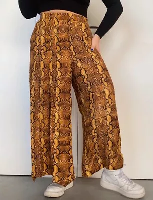 Zara Woman Phyton Snake Animal Print Wide Leg Pants XS • £3.88