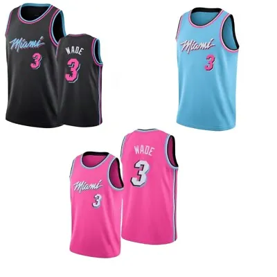 New Mens Dwyane Wade Jersey #3 Black Pink Blue City Edition Full Size S - 2XL • $29.99