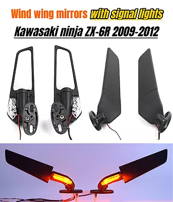 Motorcycle LED Turn Signal Lights Wind Wing Mirrors For Kawasaki ZX6R 2009-2012 • $45.50