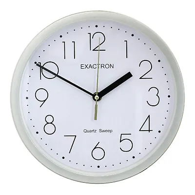 10  Wall Clock Quartz Silent Sweep Retro Round Home Office Hanging  - Silver • £9.90