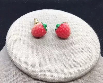 Vintage Costume Plastic Strawberry Stud Earrings B655 • $5.99