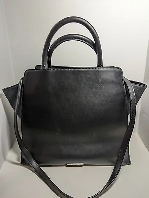 Zac Posen Black Leather With Snakeskin Pattern On Side Panels Gun Metal Hardware • $29.99