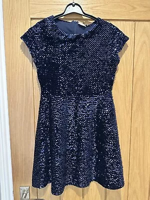 Zara Navy Sequin Party Dress Age 13-14 Years • £5.99