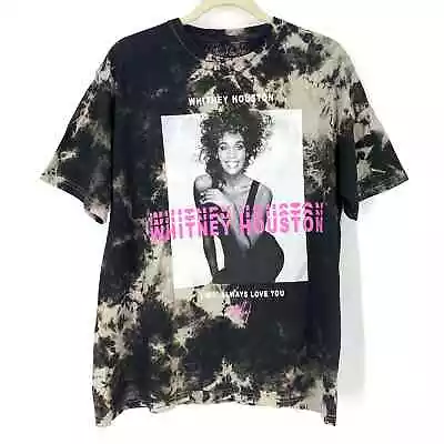 Whitney Houston I Will Always Love You T-Shirt Black Bleached Tie Dye Large NWOT • $28