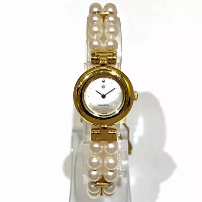 MIKIMOTO JAL Limited Double Pearl Bracelet Watch 4N20-0941 Ladies Watch G0407 • $665.10