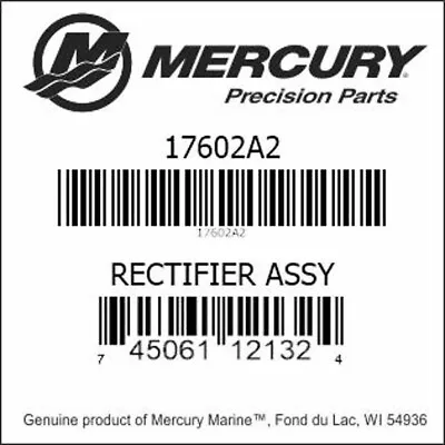 Mercury Outboard Rectifier NEW! 17602A2 / 17602t02 • $69.99