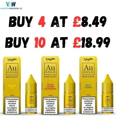 Kingston AU Gold Nic Salt 10ml Bar Juice 10mg/20mg 60PG / 40 VG - Fast Dispatch • £2.35