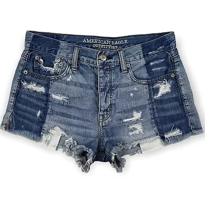 American Eagle Outfitters Vintage Hi Rise Festival Cut Off Jean Shorts Destroy 4 • $28