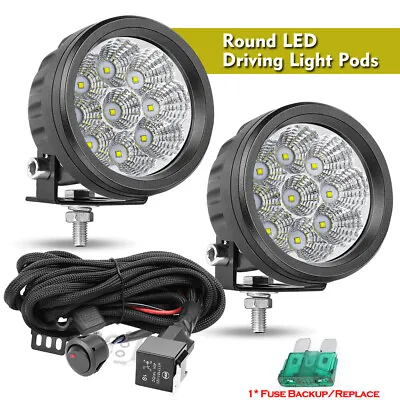 2x 3.5  90W Round LED OffRoad Driving Spot Lights Pods Work 4WD UTV+ Wiring 12V • $39.49