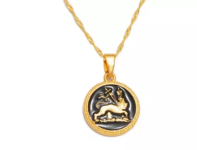 Ethiopia Lion Of Judah Round Pendant Necklace Africa Rastafari Jewellery Women • $28.95