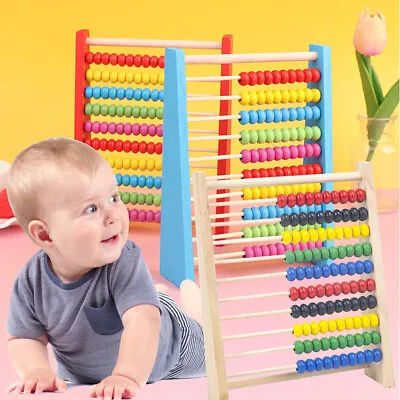 Wooden Abacus Child Math Educational Learning Kid Toy Calculat Bead Countin Gift • £5.89