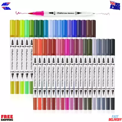 Ohuhu Art Markers Dual Tips Coloring Brush Pen & Fineliner Color Pens 36 Colors • $33.35