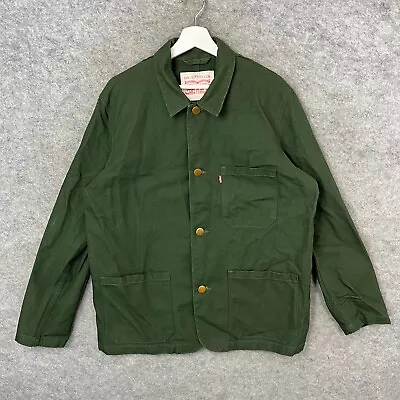 Levis Jacket Mens Large Green Chore Canvas Utility Overcoat Workwear Engineer • £69.99