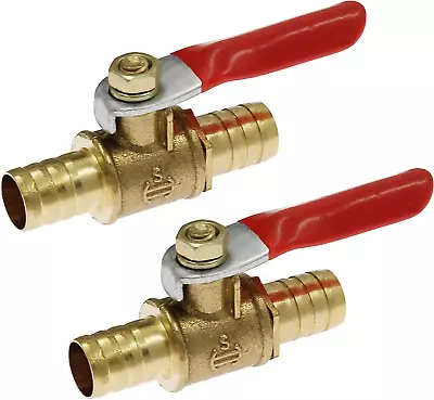 2Pcs Brass Water Ball Valve 3/8  Hose ID Shut Off Valve Hose Barb Tubing Connect • $12.40