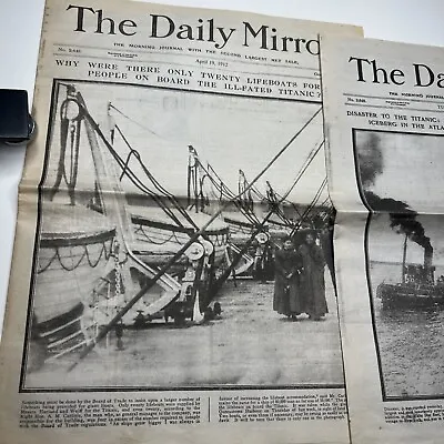 TITANIC Daily Mirror 2x Reproduction? Newspapers Good Condition  • £20