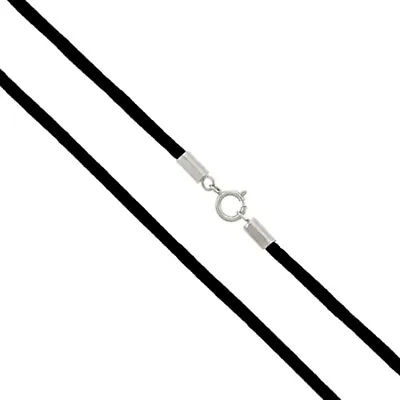 18 Inch Black Cord Chain Necklace With Fine 925 Silver Clasp • $9.75