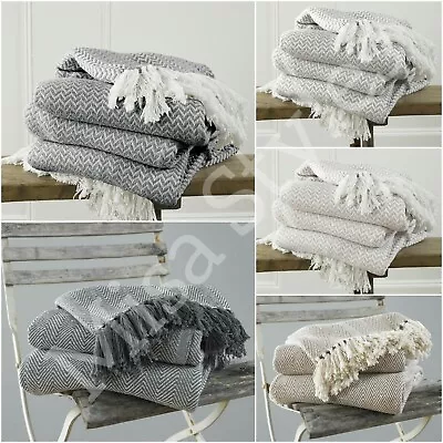 £11.49 • Buy Luxury 100% Cotton Woven Herringbone Home Sofa Chair Bed Throws Blanket Large Xl