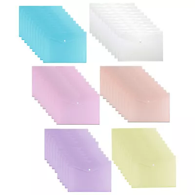 [Set Of 10] A5 Pastel Document Wallet Plastic Popper Stud Wallets File Folder • £6.99