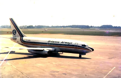 35mm Colour Slide  Britannia Boeing 737 At Manchester Airport 1978 • £2.65