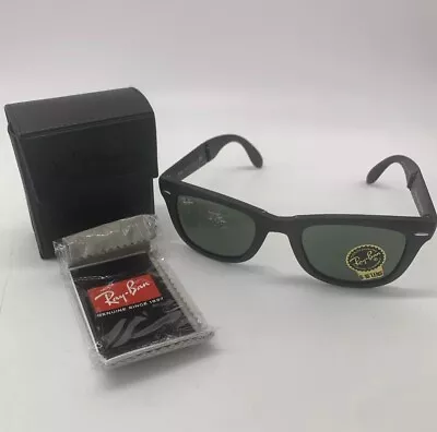 Ray Ban RB4105 601-S Black Matte Folding Wayfarer Sunglasses 50-22 3N W/ Case • $99.95