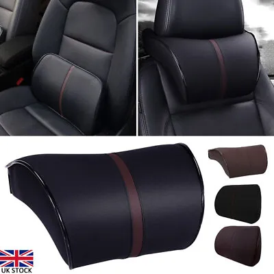 Car Seat Head Neck Rest Leather Support Cushion Pad HeadRest Pillow Cushion UK • £14.99